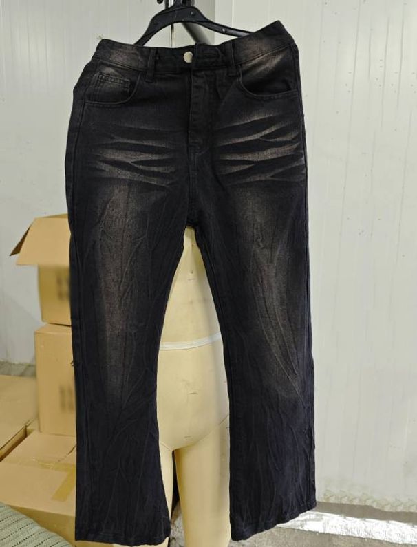 Men's Clothing Washed Black Flared Jeans For Men High Street Vibe Style Loose Wide Leg Cleanfit_mkmklike.com
