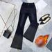Women's Clothing High-Waisted Rhinestone Denim Jeans Black Slim Fit Long Pants With Frayed Edges Stretch Spring Autumn Fashion_mkmklike.com