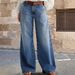 Women's Retro High-Waisted Wide Leg Jeans Casual Fashionable Long Straight Leg Pants Spring/Autumn Summer Cotton Solid_mkmklike.com