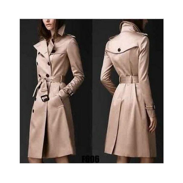 Women's Clothing Fashion Trend Double breasted Slim Long Windbreaker Women_mkmklike.com