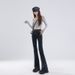 Slim-fit, Slimming, Slightly Flared Jeans Petite Women, Cropped Pants For Spring, High-waisted, Tight-fitting,_mkmklike.com
