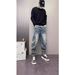 Men's Clothing Jacquard Jeans With Pleated Trendy Jacquard Tapered Jeans For Men – Vintage Blue Slim-Fit Dad Pants With Adjustable Waist (M-XXXL)_mkmklike.com