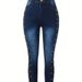 Women's Skinny Jeans Pearl Embellished Style Sexy Tight Fitting Hip Lifting Denim Trousers_mkmklike.com