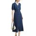 Fan Silan Denim Long Dress, Women's Summer New V-Neck Slim Fit Fishtail Dress_mkmklike.com