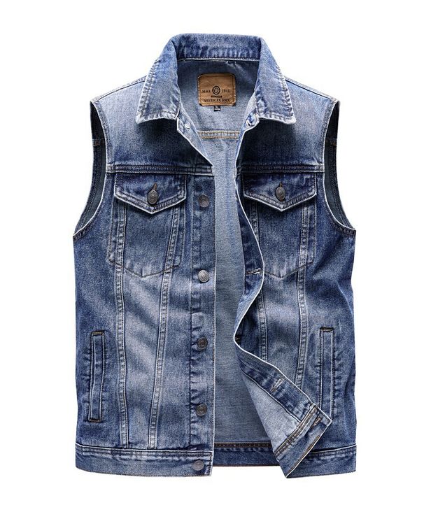 Men's Clothing Autumn Denim Vest Men Retro Trend Jacket Large Size Middle Aged Waistcoat Cotton Multi Pocket Vest Men_mkmklike.com