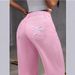 SHEIN Bowknot Embroidered Jeans For Women Y2K Straight Loose Long Pants High Waist Slimming_mkmklike.com