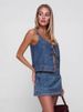 K Sexy Spicy Girl Women's Sleeveless Lace Up Denim Vest Shorts Denim Suit Skirt_mkmklike.com
