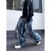 Vintage Distressed Patchwork Jeans – Raw Hem Wide-Leg Denim Pants With Contrast Stitching For Men & Women (S-3xl)_mkmklike.com