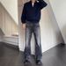 Men's Clothing New Style Flat Replacement Flared Jeans High Street Distressed Cleanfit Casual Trousers_mkmklike.com