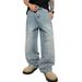 Men's Distressed Rhinestone Jeans Premium High-Street Baggy Straight-Leg Vintage Wash Stretch Comfort Streetwear Essential_mkmklike.com