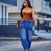 Women's European American Style Faux Two-Piece Denim Skirt Washed Monkey Jeans Fashion_mkmklike.com