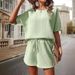 Holiday Daily Women's Simple Style Solid Color Polyester Jacquard Shorts Sets Shorts Sets_mkmklike.com