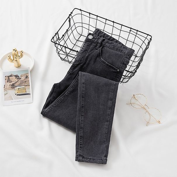 Women's Slim Fit Cropped High Waisted Jeans Korean Style Skinny Pencil Pants Trendy Spring Wear outside New 2026_mkmklike.com