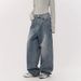 Autumn And Winter American Retro Rhinestone Jeans, Spicy Girl Style, Loose Straight-leg Jeans For Women, High Street_mkmklike.com