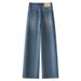 Women’s Clothing Hot diamond embroidery wide leg jeans new women's spring and autumn hot style high waist slim narrow straight pants spring_mkmklike.com