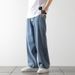 Men's Winter Washed Straight Leg Jeans – Relaxed Fit Low Rise Denim Pants With Artistic Hand-Painted Details (6 Sizes, 5 Colors)_mkmklike.com