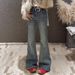 Plus Size Vintage Flare Jeans For Women – Stretchy High-Waisted Rhinestone Embellished Bootcut Denim Pants (Blue, S-3XL)_mkmklike.com