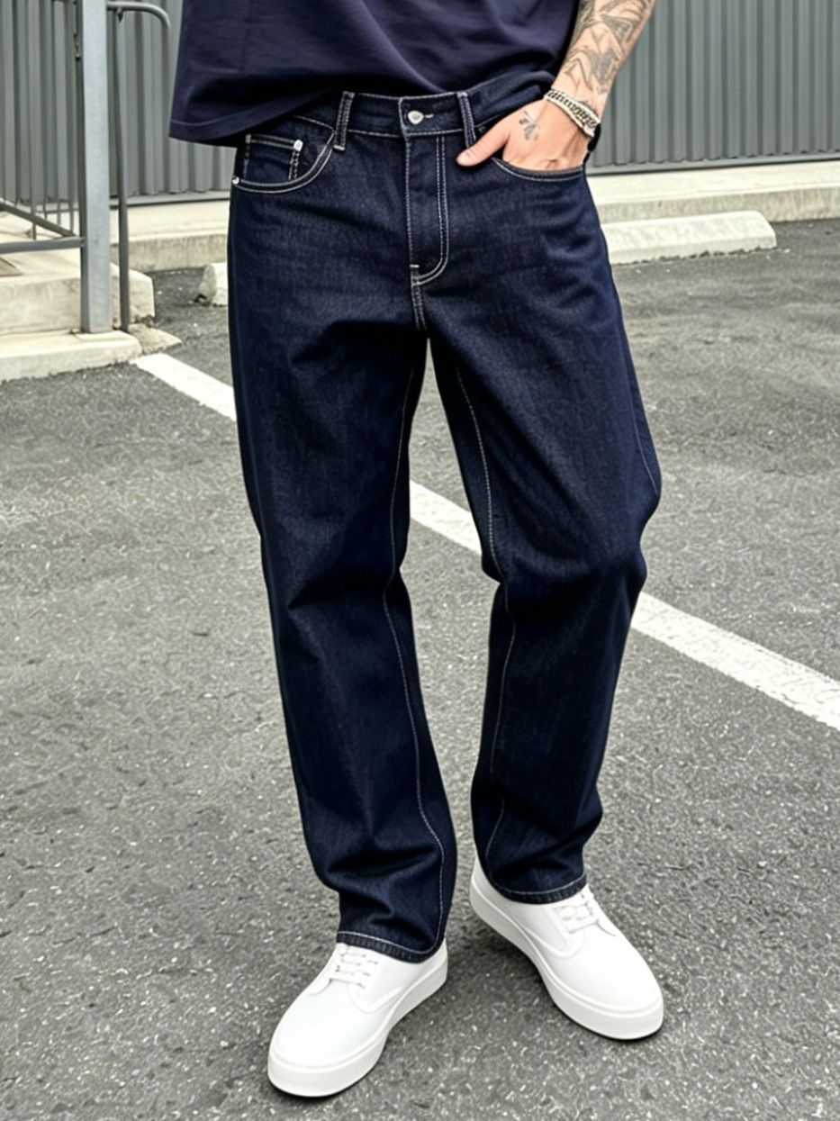 Men's Summer Straight Leg Denim Trousers Fashionable Thin Loose Style New_mkmklike.com