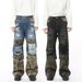 Men's Clothing New Winter Products Niche Camouflage Ripped Holes Stitching Ripped Holes Fashionable Contrast Color Jeans Trend_mkmklike.com