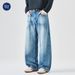 Nordmann Muqiu Clothing | American Street Style Draped Jeans Men's Baggy Loose Straight Wide-Leg Pants_mkmklike.com