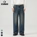 Unisex Vintage Washed Denim Jeans – High Street Relaxed Fit, Straight-Leg & Wide Cuff (S-3XL)_mkmklike.com