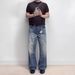 Distressed Light Blue Jeans - Unisex Vintage Washed Denim Pants With Snowflake Fading, Straight Leg & A-Line Wide Fit_mkmklike.com