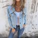 Women's Cropped Denim Jacket – Lightweight, Button-Up Collar, Stylish Pockets For Spring & Summer_mkmklike.com