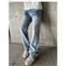 Vintage Washed Cracked Jeans For Men & Women – Relaxed Fit Light Blue Straight Leg High Street Casual Pants_mkmklike.com
