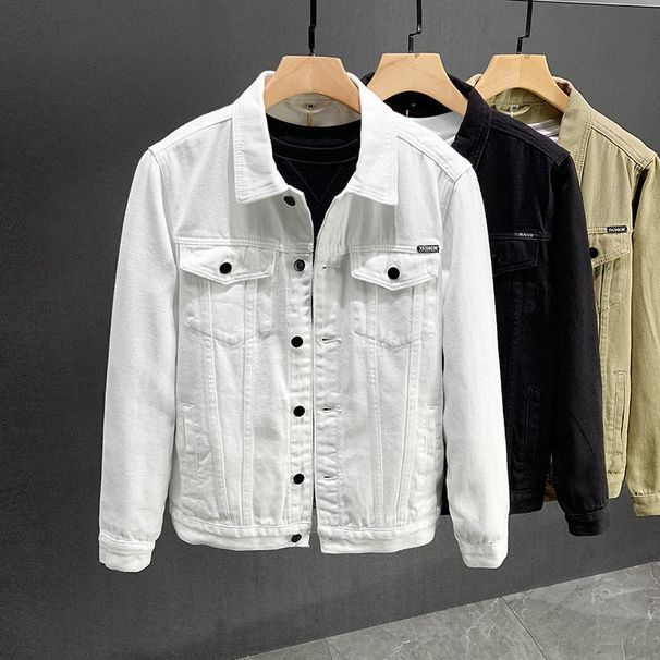 Spring And Autumn Short White Clothing, Korean Version Trendy Casual Work Denim Jacket For Men's Clothing_mkmklike.com