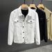 Spring And Autumn Short White Clothing, Korean Version Trendy Casual Work Denim Jacket For Men's Clothing_mkmklike.com