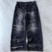 New Retro Pattern Print Jeans High Street Hip Hop Y2K Style Versatile Long Pants For Men And Women_mkmklike.com