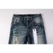 Unisex Cleanfit Stacked Flared Jeans, Vintage Mud-Blue Fade With All-Over Scratches, Breathable Summer Biker Style_mkmklike.com