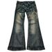 "Y2K Retro Patchwork Embroidered Jeans – Streetwear, Flared Tribal Style Casual Pants"_mkmklike.com