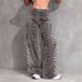 Women's Clothing Fashionable Cheetah Print Straight Leg Jeans For Women - Retro Streetwear Cotton Blend Casual Pants With Washed Denim Effect_mkmklike.com