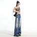 Women's New Autumn Slim Straight-leg Jeans, American Style, Trendy Design, Loose Fit, Slimming, Drapey, Floor-length_mkmklike.com