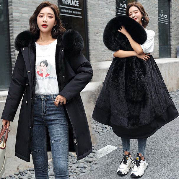 Winter Jacket 2023 New Women Parka Clothes Long Coat Wool Liner Hooded Jacket Fur Collar Thick Warm Snow Wear Padded Parka 6XL_mkmklike.com
