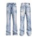 Men's Clothing High-quality Cleanfit Snowflake Pattern Retro Straight Leg Jeans For Men, Autumn Heavy Wash, Ice Blue._mkmklike.com