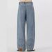 Unisex Retro Reverse-Fit Jeans – Vintage Wash & Deconstructed Streetwear Design (Classic Blue)_mkmklike.com