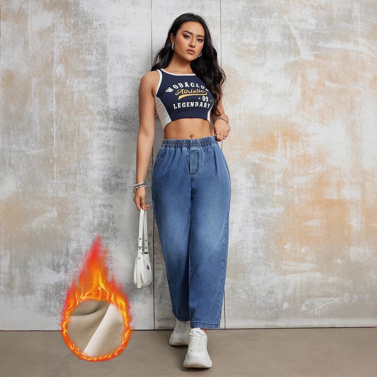 Trendy Fleece-Lined Relaxed Fit Straight Leg Jeans For Women – Comfortable & Warm Winter Casual Pants (Light Blue)_mkmklike.com