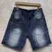 Men's Vintage Washed Denim Shorts - Retro Straight Fit, 80% Cotton For Summer Casual Wear (Lake Blue, Sizes 31-36)_mkmklike.com