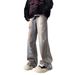 BOY American Retro Washed Distressed Wide-Leg Loose Straight Hand-Dyed Yellow Mud Jeans For Men Tie-Dye Long Pants_mkmklike.com
