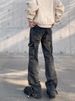 American Style High Street Cleanfit Nostalgic Washed Workwear Breasted Jeans Men's Trendy Straight Leg Slightly Flared_mkmklike.com