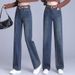 Slim-fit Wide-leg Jeans For Women, New Autumn Fashion, Stylish And Popular Pa, Thickened High-waisted Straight-leg_mkmklike.com