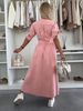K New Women's Fashionable And Sexy V-neck Long Button Denim Dress_mkmklike.com