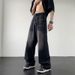 American Retro Washed Old Jeans Summer Loose Fashion Straight Casual Wide-leg Denim Trousers_mkmklike.com