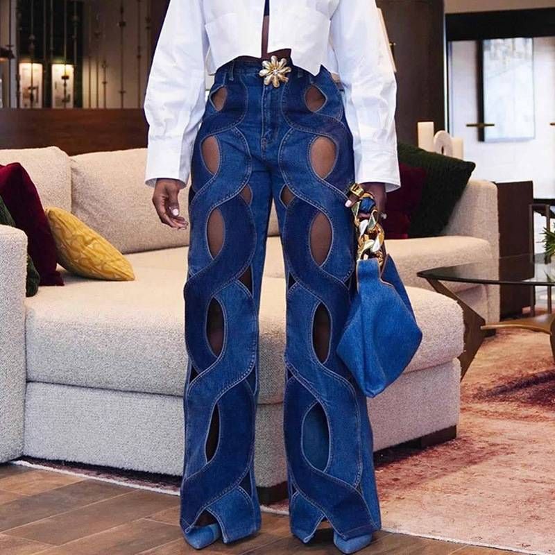 Women's New Fashionable Design High Street Wide Leg Jeans_mkmklike.com