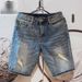 Men's Clothing Men's Trendy Denim Shorts Style Straight Leg Ripped Mid-Length Shorts Instagram Worthy Sure To Turn Heads_mkmklike.com