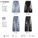 Unisex Distressed Denim Capri Pants Retro Style Embroidered Baggy Fit Knee-Length Shorts Comfortable Men's Clothing_mkmklike.com