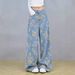 Women's American Retro Print Wide Leg Jeans Loose Fit Slimming Straight Leg Floor Length Pants 2026 New Style Niche Design_mkmklike.com