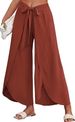 Women's Clothing wide-leg pants with belt high waist trousers_mkmklike.com